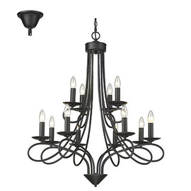 Radiant 12 Light Chandelier Black E14 12X40W in Electrical & Lighting, Interior Lighting, Lighting