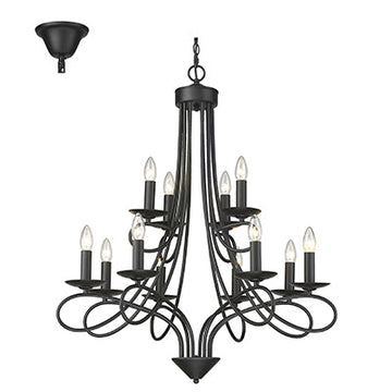 Radiant 12 Light Chandelier Black E14 12X40W in Electrical & Lighting, Interior Lighting, Lighting