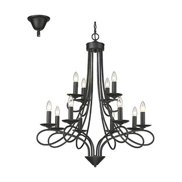 Radiant 12 Light Chandelier Black E14 12X40W - image 01