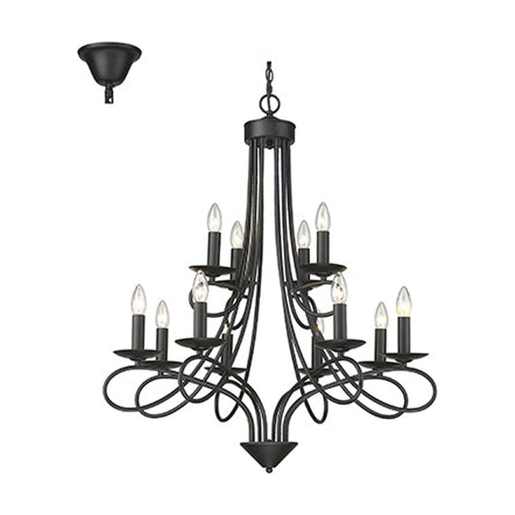 Radiant 12 Light Chandelier Black E14 12X40W - image 01