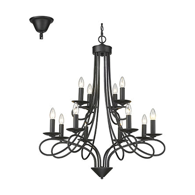 Radiant 12 Light Chandelier Black E14 12X40W - image 01