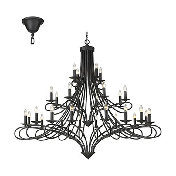 Radiant 28 Light Chandelier Black E14 28X40W - image 01