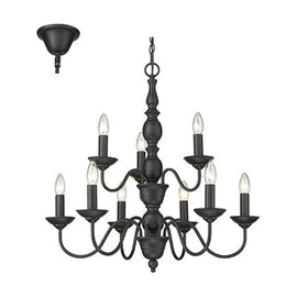 Radiant 9LT Chandelier Black E14 9x40w - image 01