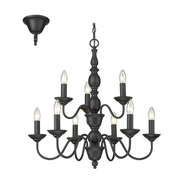 Radiant 9LT Chandelier Black E14 9x40w - image 01