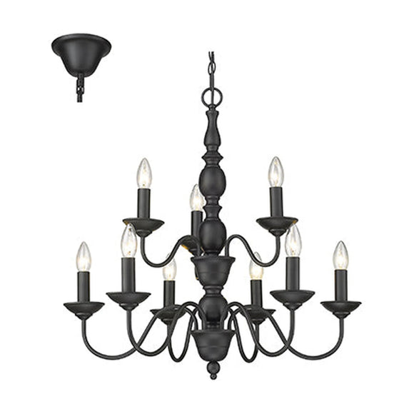 Radiant 9LT Chandelier Black E14 9x40w - image 01