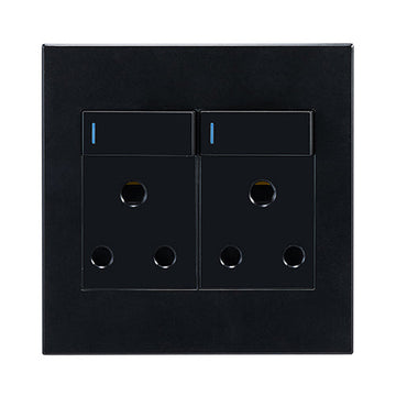 Horizon Modern Double Socket 16A Black in Electrical & Lighting,Electrical Accessories,Switch & Plug Sockets