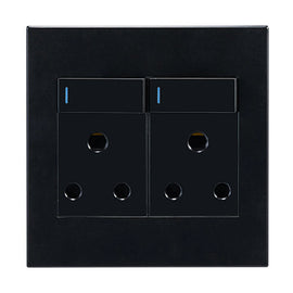 Horizon Modern Double Socket 16A Black - image 01