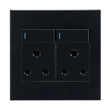 Horizon Modern Double Socket 16A Black - image 01