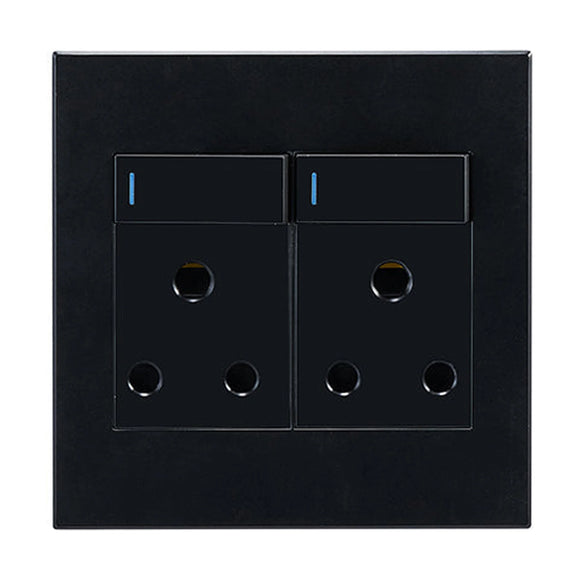 Horizon Modern Double Socket 16A Black - image 01