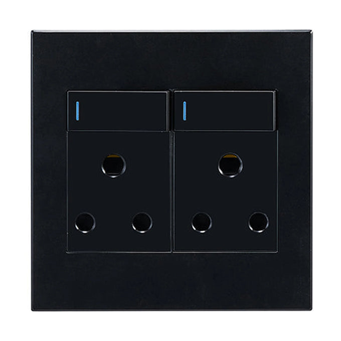 Horizon Modern Double Socket 16A Black - image 01