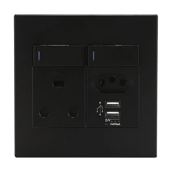 Horizon Modern Sng. Soc.+Euro+2xUSB Black - image 01