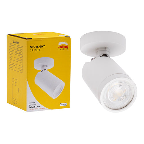 Radiant Spotlight 1LT Surface Mount Twist & Lock White in Electrical & Lighting,Lighting,Interior Lighting