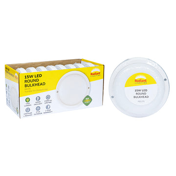 Radiant Round Bulkhead LED 15w 1000lm 6500K (Sold in Pack of 8 only)