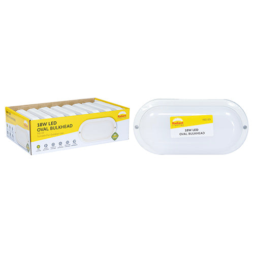 Radiant Oval Bulkhead LED 18w 1600lm 6500K (Sold in Pack of 8 only)