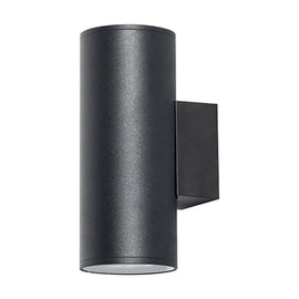 Radiant Bue Round Up & Down Outdoor Wall Light Black E27 2x60w - image 01