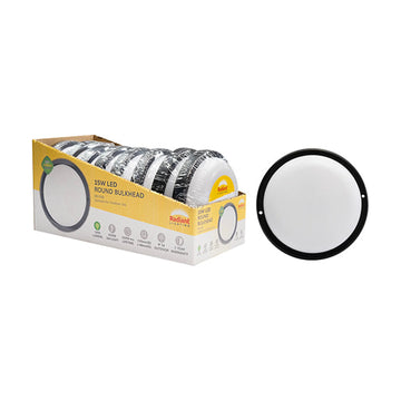 Radiant Round Bulkhead Black LED 15w 1000lm 6500K (Sold in Pack of 8) - image 01
