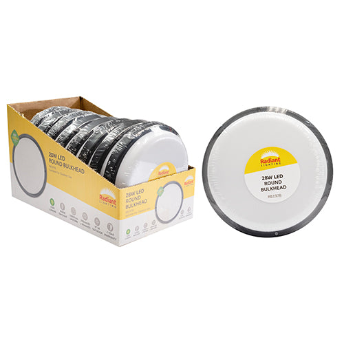 Radiant Round Bulkhead Black LED 28w 2500lm 6500K (Sold in Pack of 8)