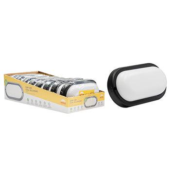 Radiant Oval Bulkhead Black LED 12w 900lm 6500K (Sold in Pack of 8)