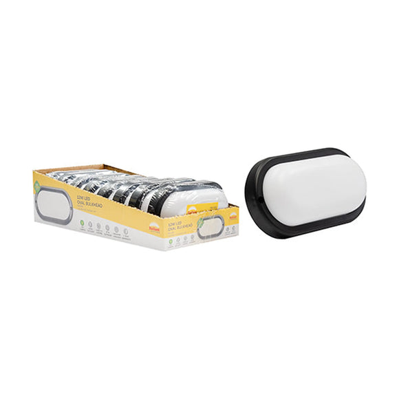 Radiant Oval Bulkhead Black LED 12w 900lm 6500K (Sold in Pack of 8) - image 01
