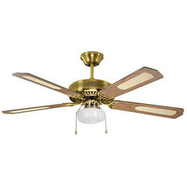 Radiant Rattan Ceiling Fan with Light Antique Brass E27 1x60w in Electrical & Lighting,Lighting,Ceiling Fans