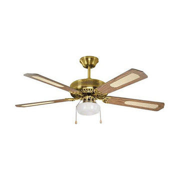 Radiant Rattan Ceiling Fan with Light Antique Brass E27 1x60w - image 01