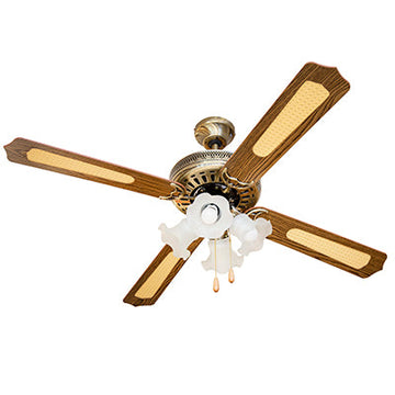 Radiant Rattan Ceiling Fan with Light Antique Brass E27 4x60w in Electrical & Lighting,Lighting,Ceiling Fans