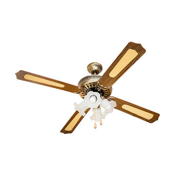 Radiant Rattan Ceiling Fan with Light Antique Brass E27 4x60w - image 01
