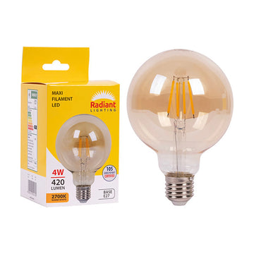 Radiant LED Filament Globe Maxi Globe G95 Amber 4w E27 2700K N - image 01