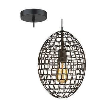 Radiant Pendant Grid Oval Black E27 1x40w - image 01