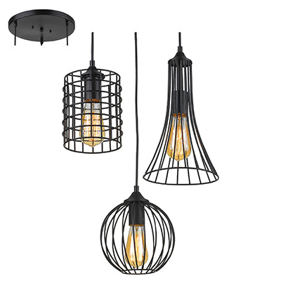 Radiant Pendant Grid 3LT Black E27 3x40w in Electrical & Lighting,Lighting,Interior Lighting