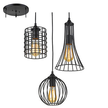 Radiant Pendant Grid 3LT Black E27 3x40w in Electrical & Lighting,Lighting,Interior Lighting