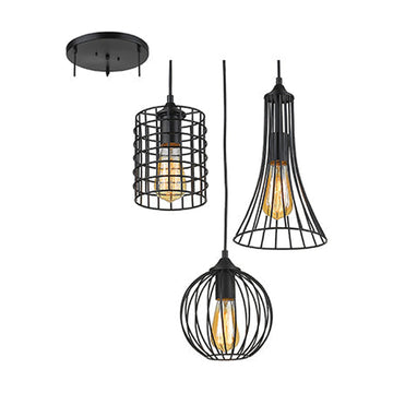 Radiant Pendant Grid 3LT Black E27 3x40w - image 01