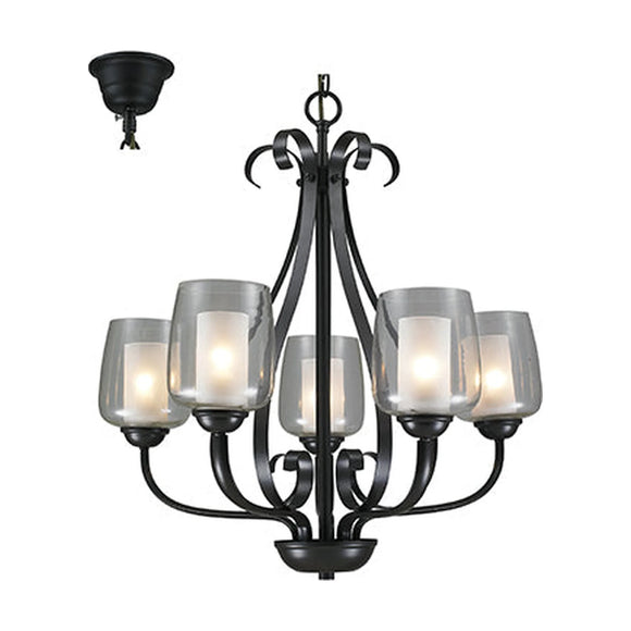 Radiant 5L Chandelier Black E27 5x40w - image 01