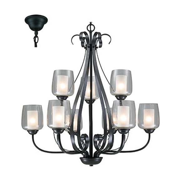 Radiant 9L Chandelier Black E27 9x40w - image 01