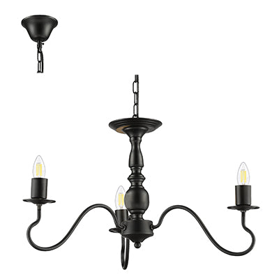 Radiant 3LT Chandelier Black E27 3x40w in Electrical & Lighting,Lighting,Interior Lighting