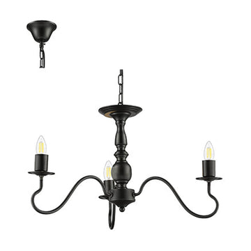 Radiant 3LT Chandelier Black E27 3x40w - image 01