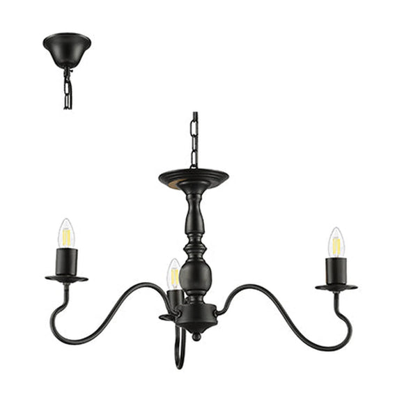 Radiant 3LT Chandelier Black E27 3x40w - image 01