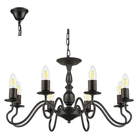 Radiant 8LT Chandelier Black E27 8x40w in Electrical & Lighting,Lighting,Interior Lighting