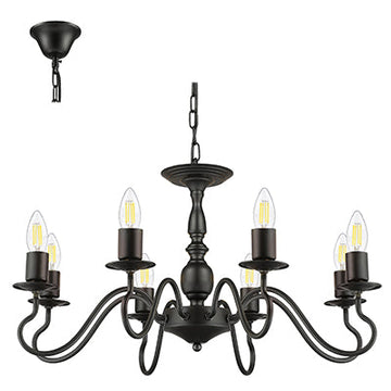 Radiant 8LT Chandelier Black E27 8x40w in Electrical & Lighting,Lighting,Interior Lighting