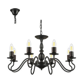 Radiant 8LT Chandelier Black E27 8x40w - image 01