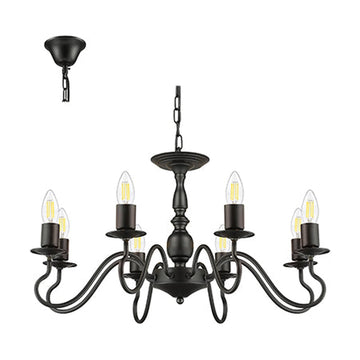 Radiant 8LT Chandelier Black E27 8x40w - image 01