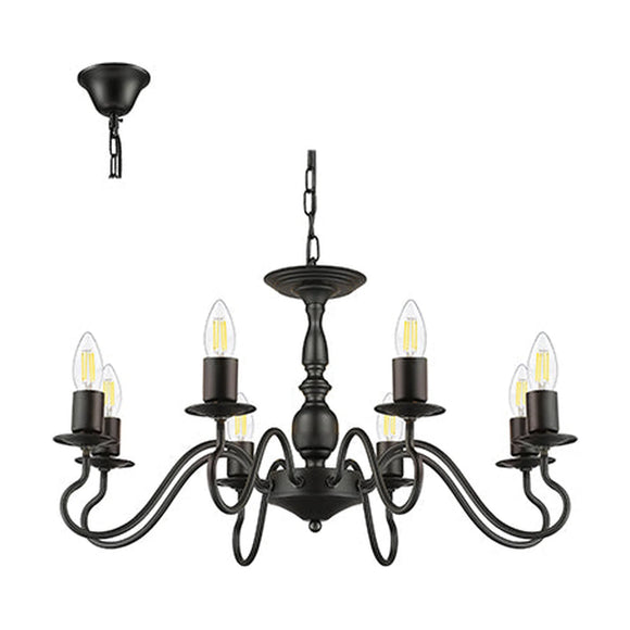 Radiant 8LT Chandelier Black E27 8x40w - image 01