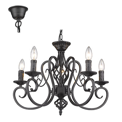 Radiant 5LT Chandelier Black E14 5x40w in Electrical & Lighting,Lighting,Interior Lighting
