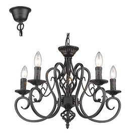 Radiant 5LT Chandelier Black E14 5x40w in Electrical & Lighting,Lighting,Interior Lighting