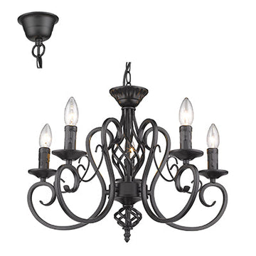 Radiant 5LT Chandelier Black E14 5x40w in Electrical & Lighting,Lighting,Interior Lighting