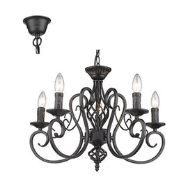 Radiant 5LT Chandelier Black E14 5x40w - image 01