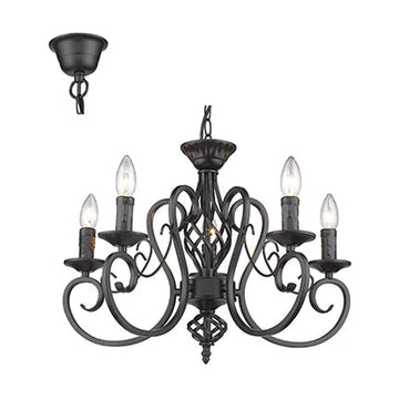 Radiant 5LT Chandelier Black E14 5x40w - image 01