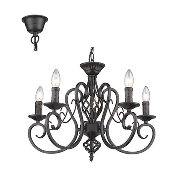 Radiant 5LT Chandelier Black E14 5x40w - image 01