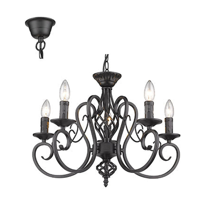 Radiant 5LT Chandelier Black E14 5x40w - image 01