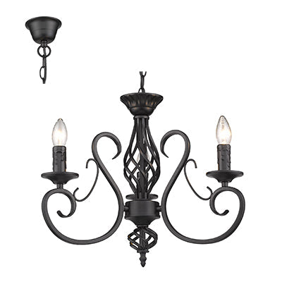 Radiant 3LT Chandelier Black E14 3x40w in Electrical & Lighting,Lighting,Interior Lighting